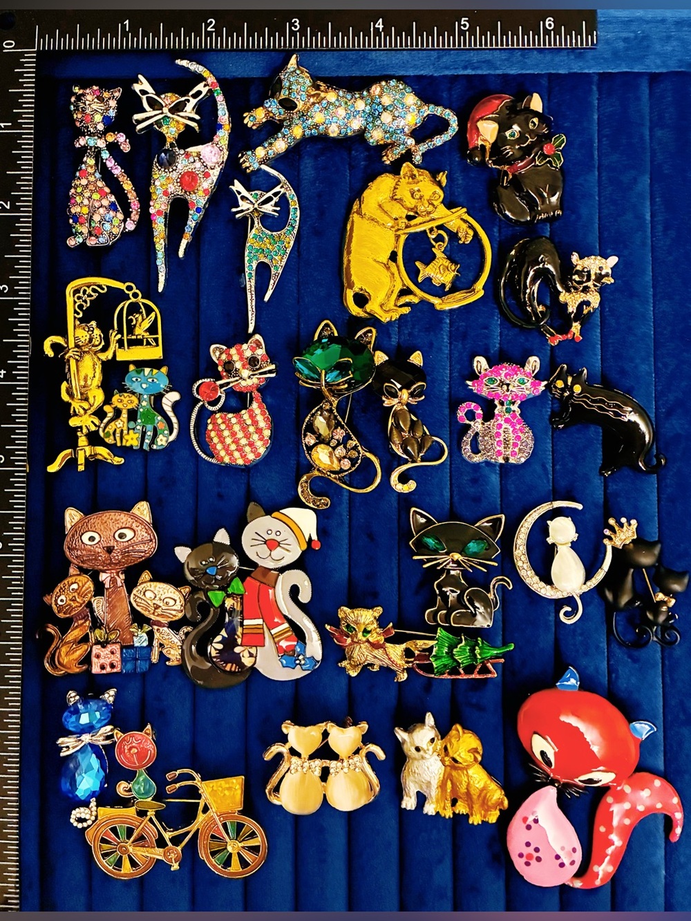 25pc Cat Brooch Pin Lot Rhinestone Enamel Kitty Mixed Colors Holiday Floral